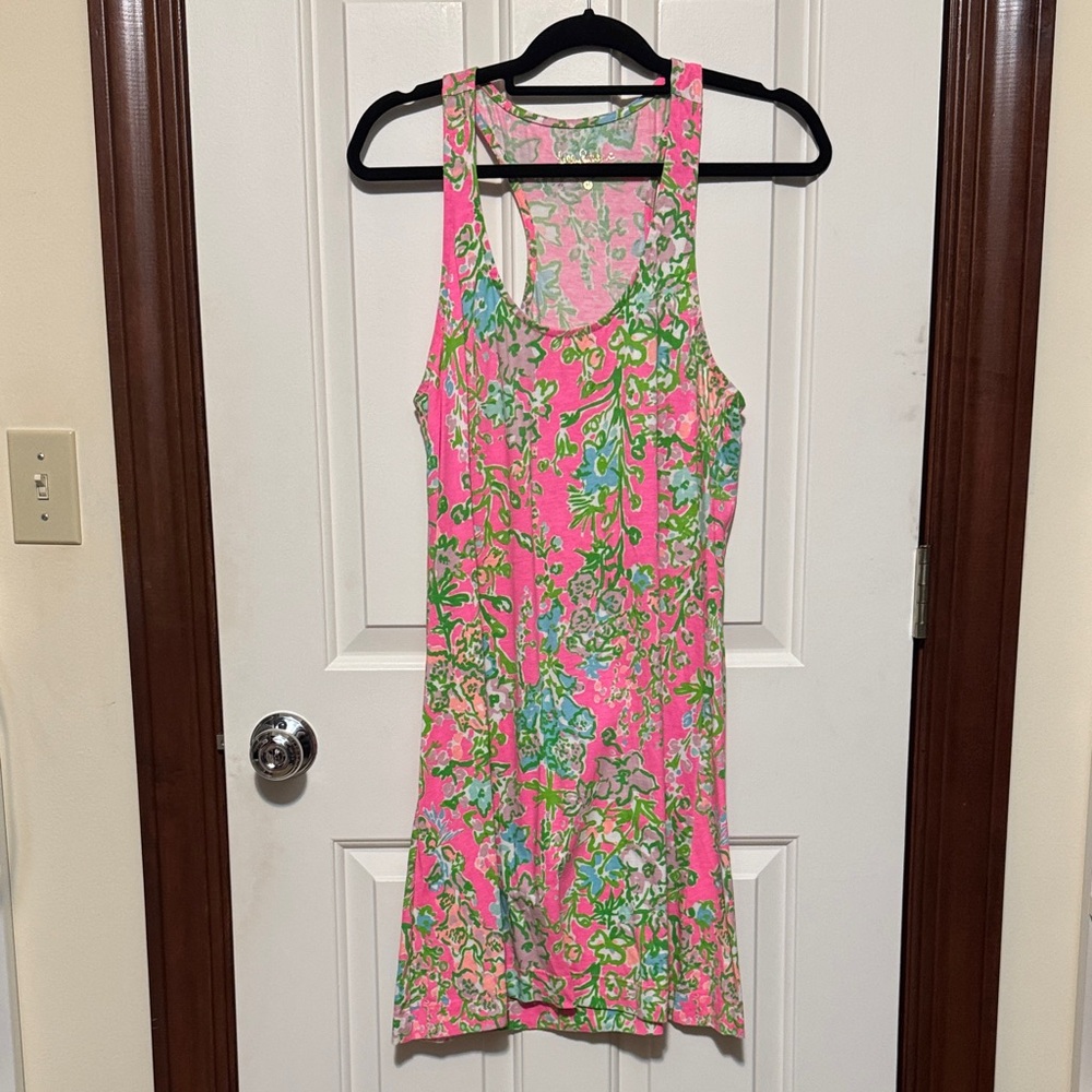 Lilly Pulitzer Pink and Green Floral tank dress EUC M